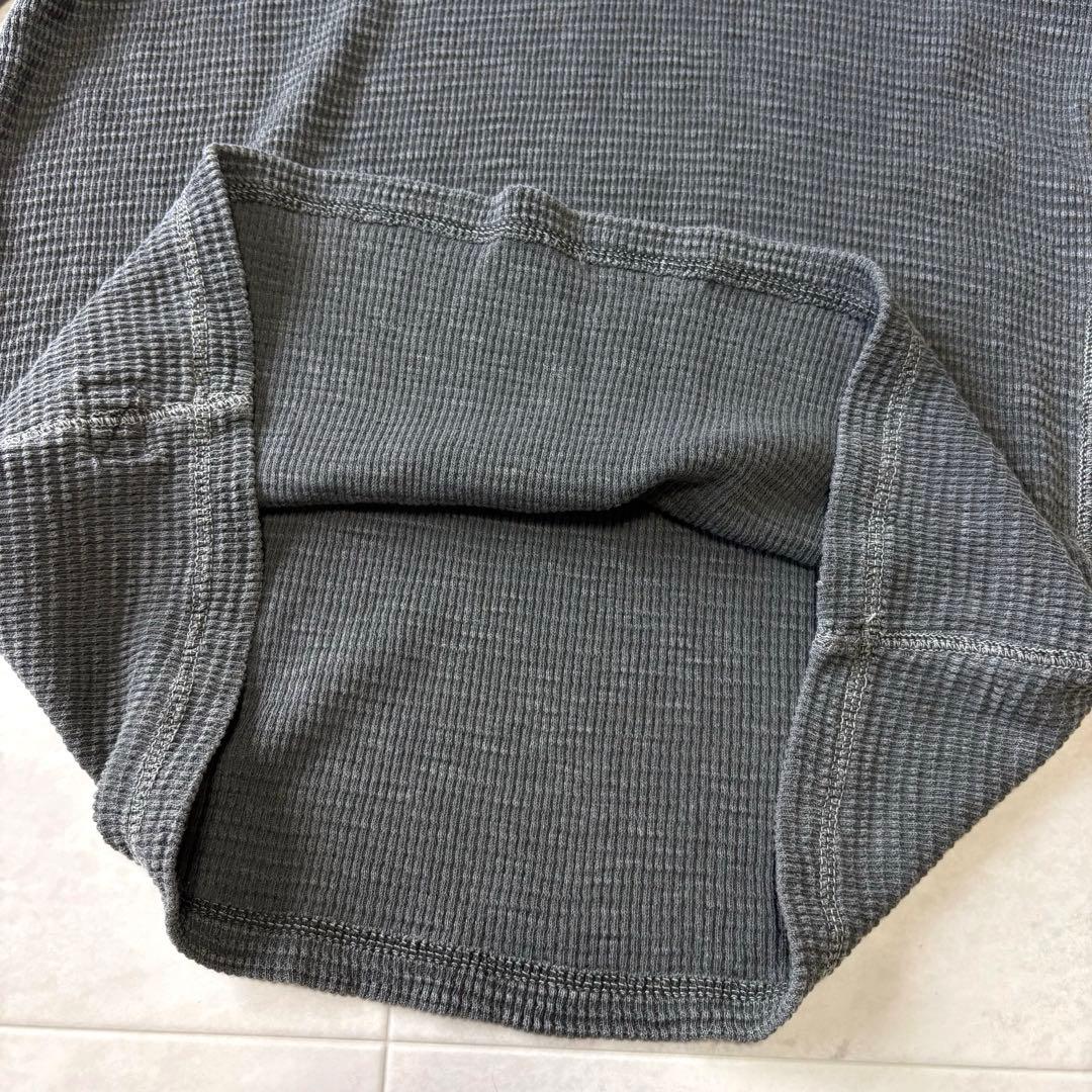 【美品】RRL サーマルTシャツ ヘンリーネック 猫目ボタン フェードブラック