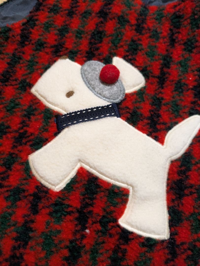 familiar赤黒チェック犬ワンピース