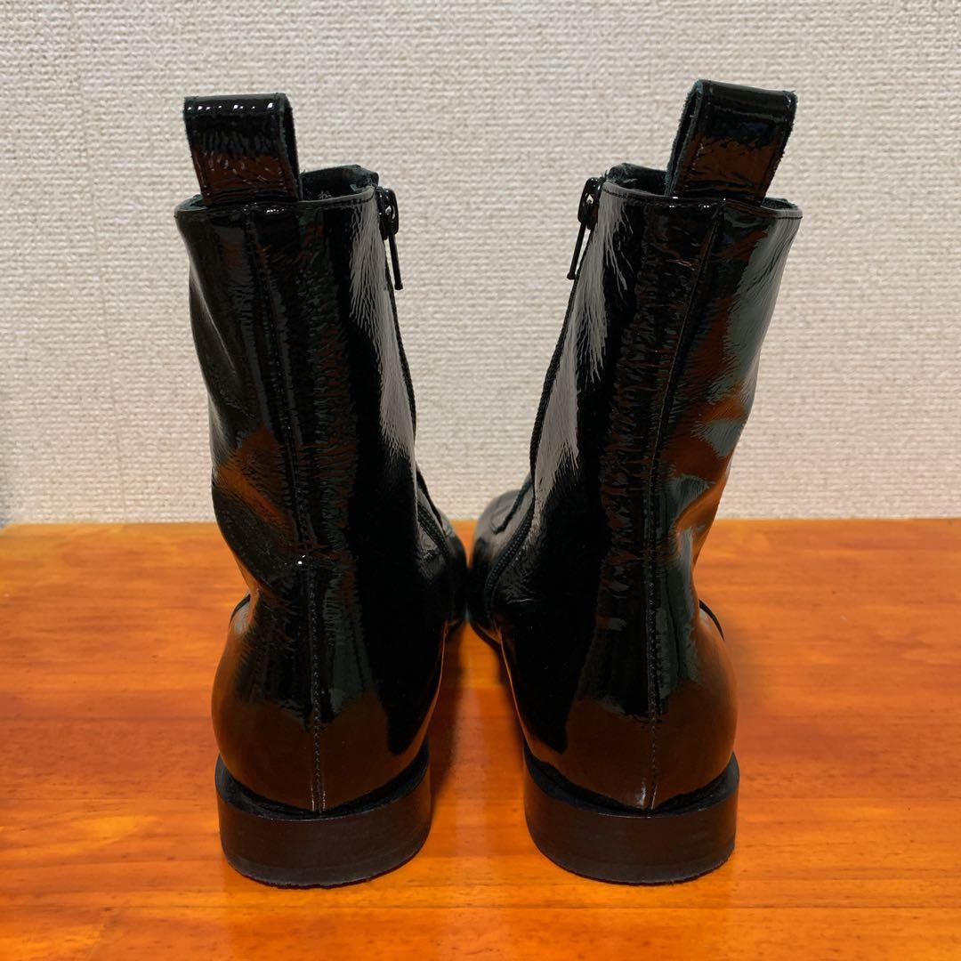 ❀美品 ファビオルスコーニ 23.5cm 37 黒 ブラック エナメル ブーツ
