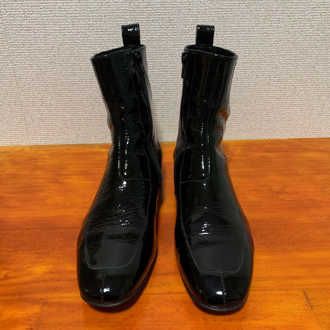 ❀美品 ファビオルスコーニ 23.5cm 37 黒 ブラック エナメル ブーツ