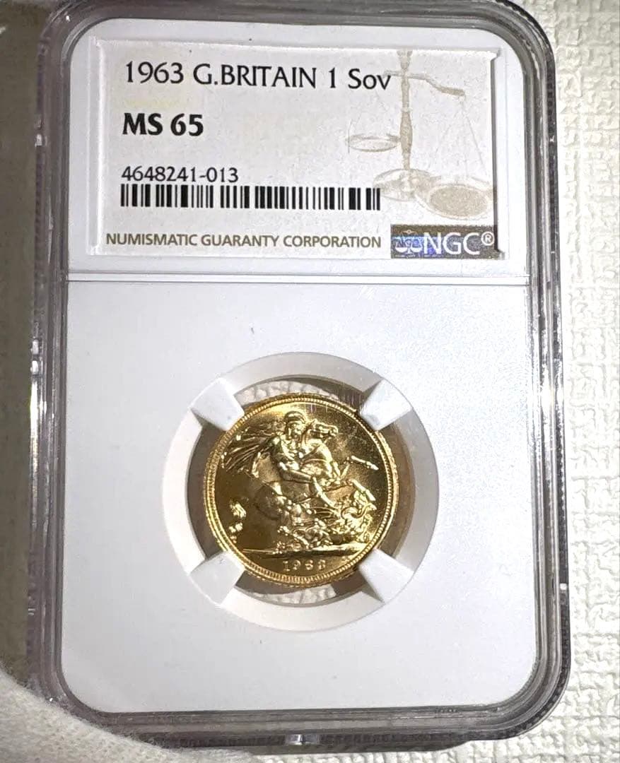 イギリス　1963年　ソブリン　NGC MS65