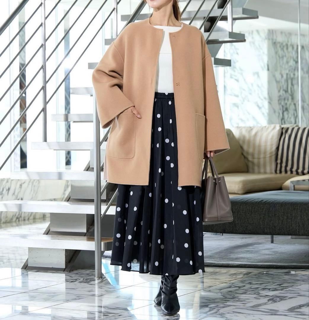 UNITED ARROWS オーガンジー　プリント　プリーツスカート　ドット
