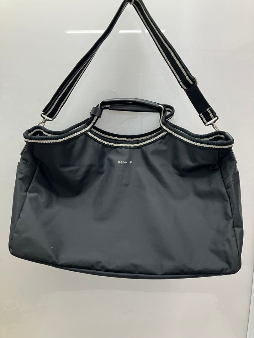 F-015-125 美品agnes b. ナイロン　ボストンバッグ　2way 黒