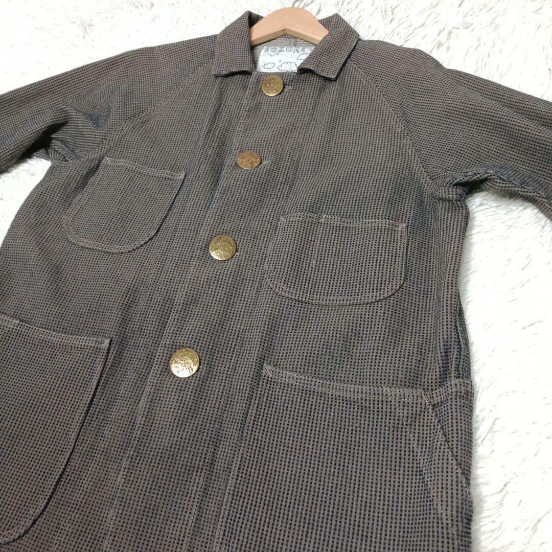 希少■AOZORA BLUE HEAVEN 刺子 カバーオール グレー 金ボタン