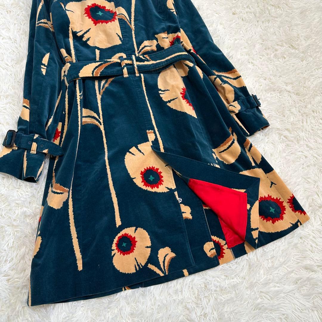 ポールスミストレンチコート フラワー柄 ベルベット 花柄 ベルト 40
