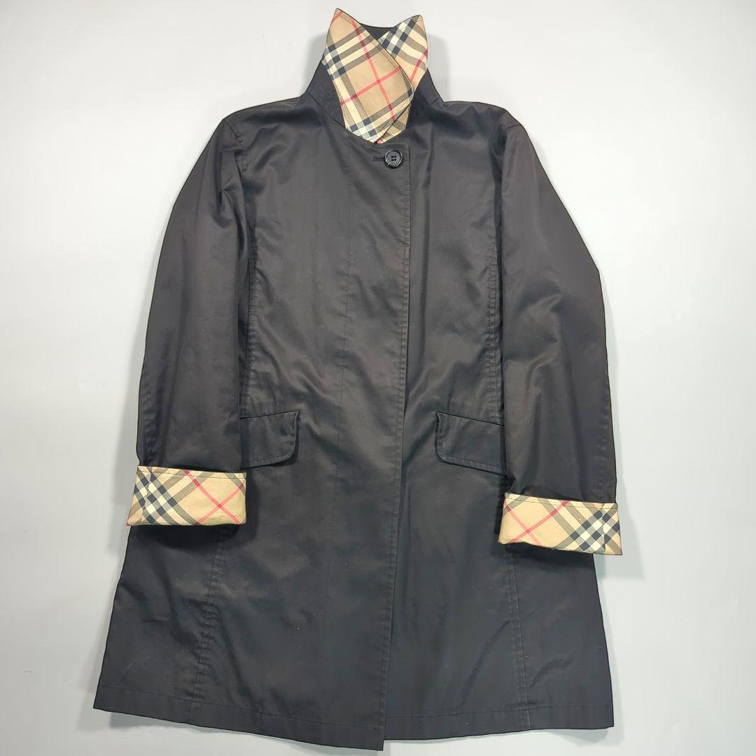 BURBERRY バーバリーロンドン ステンカラーコートノバチェック 9号 比翼