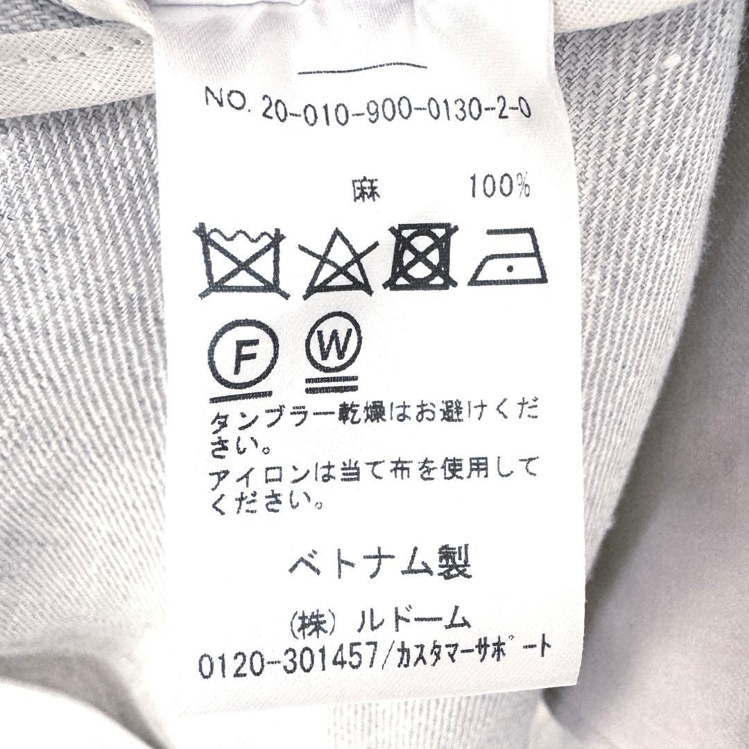 IENA／定番品／麻100%フレンチリネンノーカラージャケット ベージュ