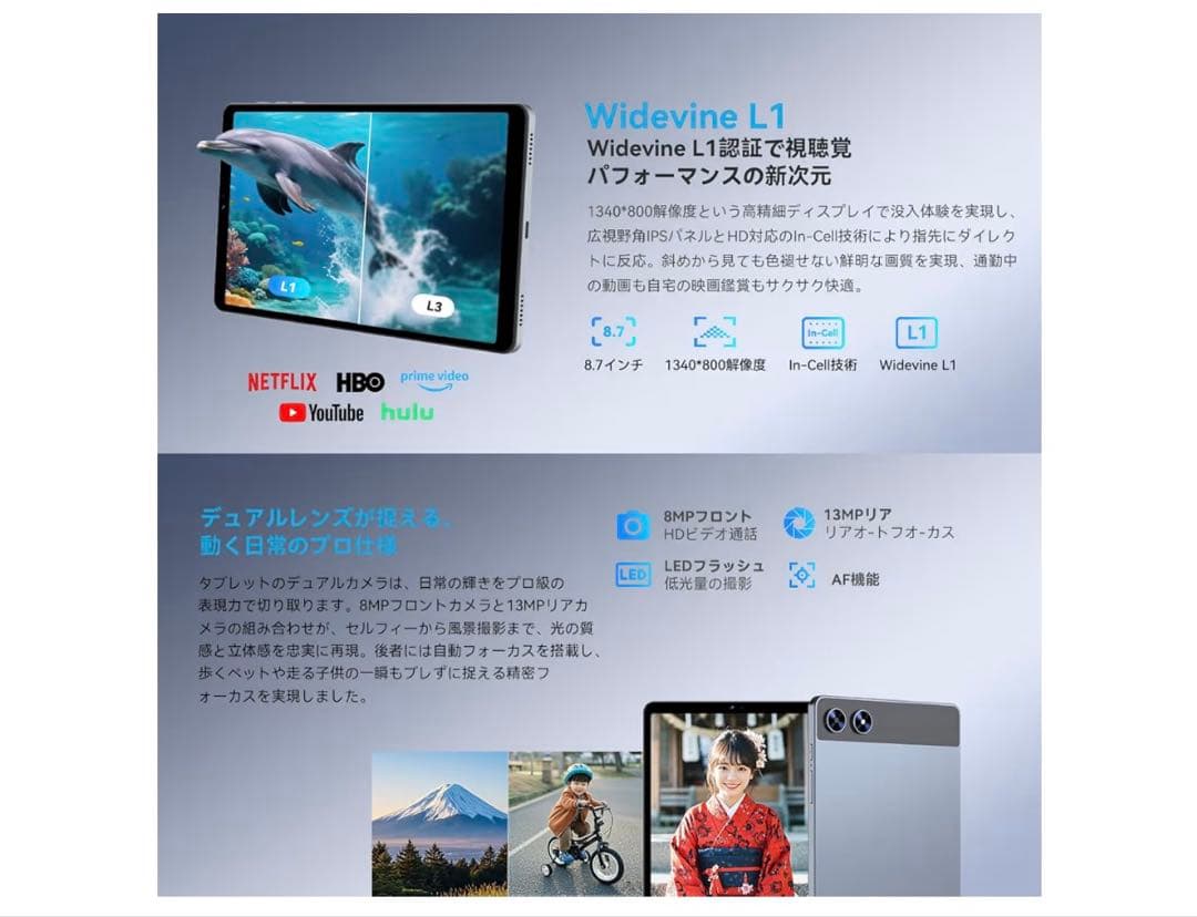 SVITOO Android15 タブレット8インチ