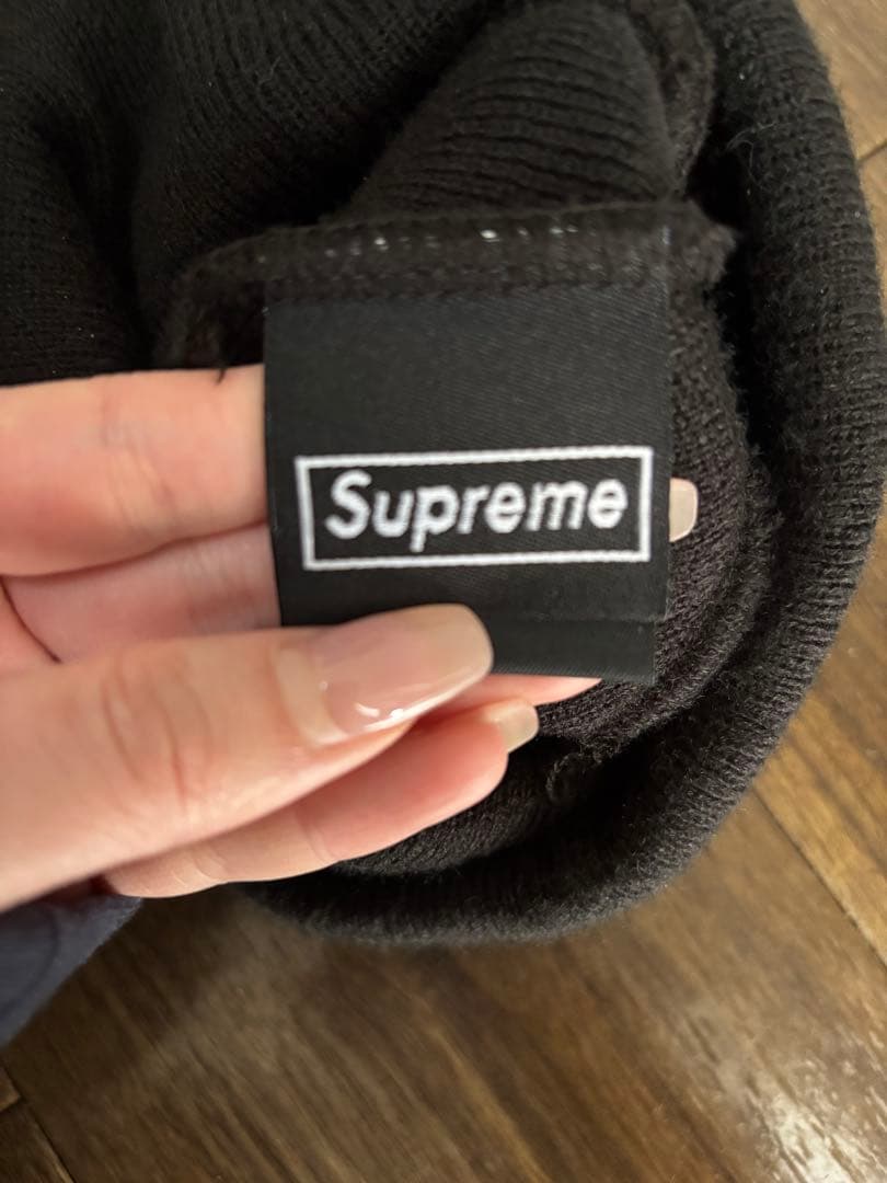 Supreme 黒 ニット帽・ビーニー ボックスロゴ