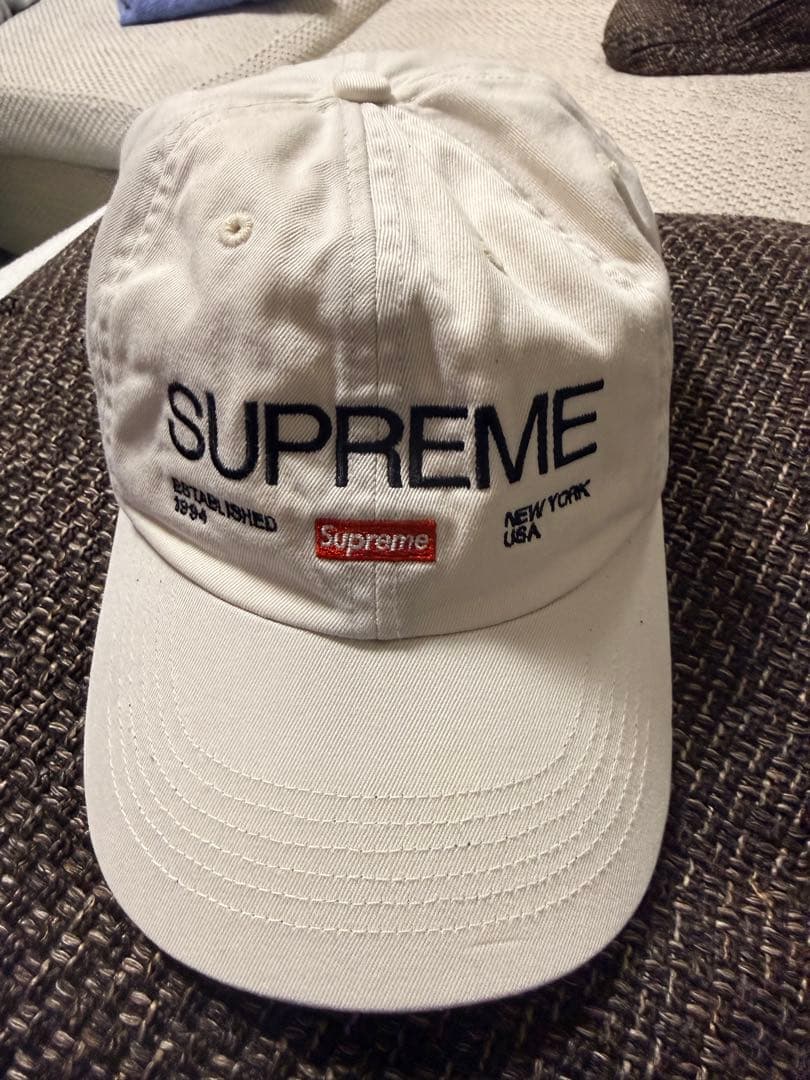 【USA製】Supreme 刺繍ロゴキャップ ホワイトロゴ 6パネル 希少モデル