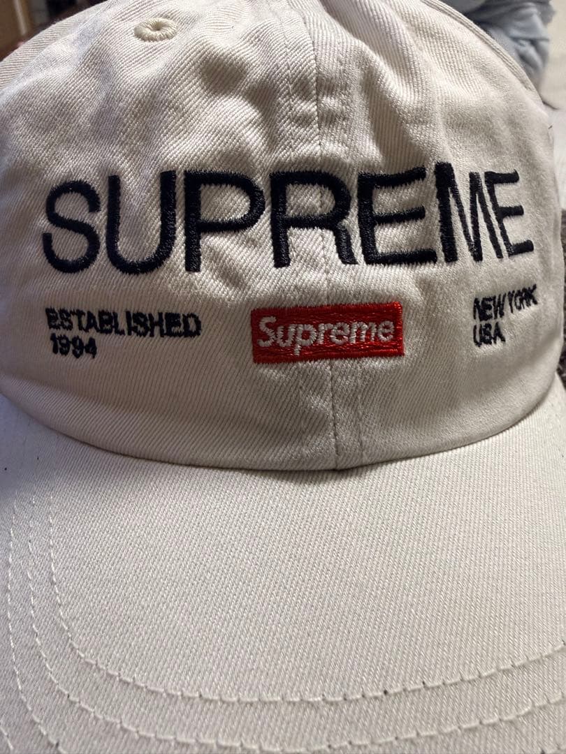 【USA製】Supreme 刺繍ロゴキャップ ホワイトロゴ 6パネル 希少モデル
