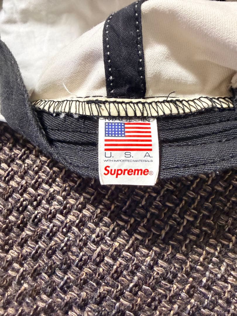 【USA製】Supreme 刺繍ロゴキャップ ホワイトロゴ 6パネル 希少モデル