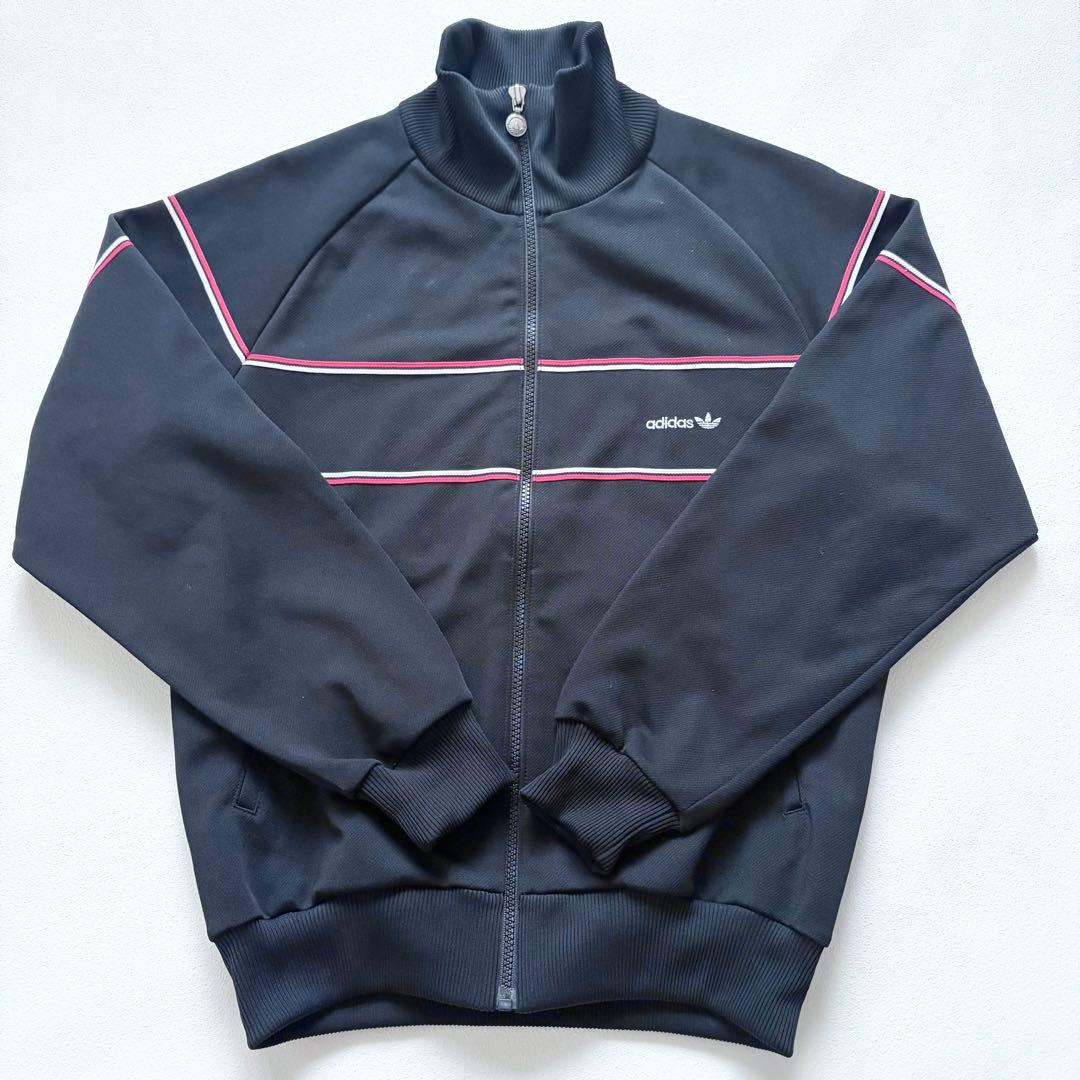 アディダス80s 西ドイツデサント製トラックジャケット黒色Ｍ