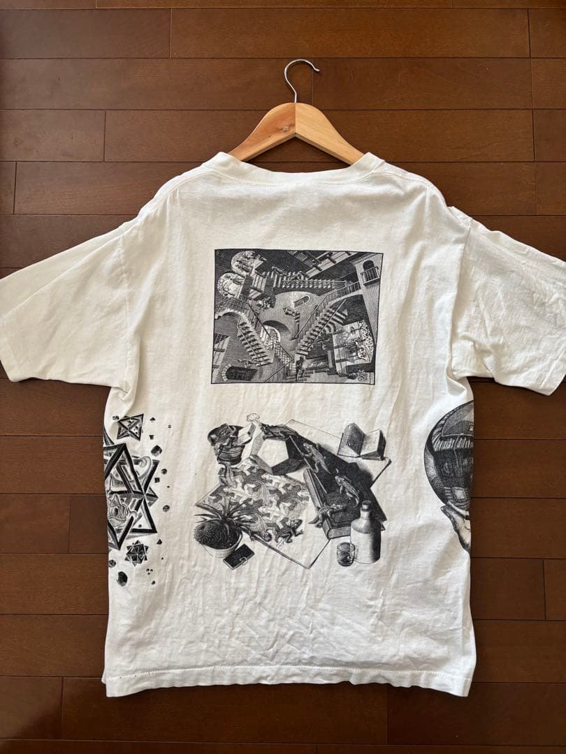 90s M.C.Escher TシャツUSA製 マルチプリント アート