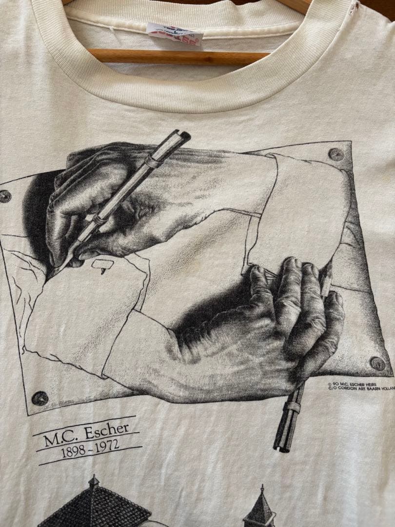 90s M.C.Escher TシャツUSA製 マルチプリント アート
