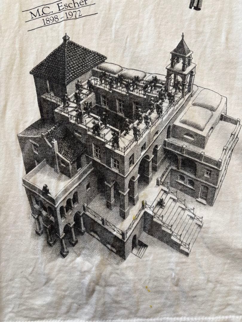 90s M.C.Escher TシャツUSA製 マルチプリント アート