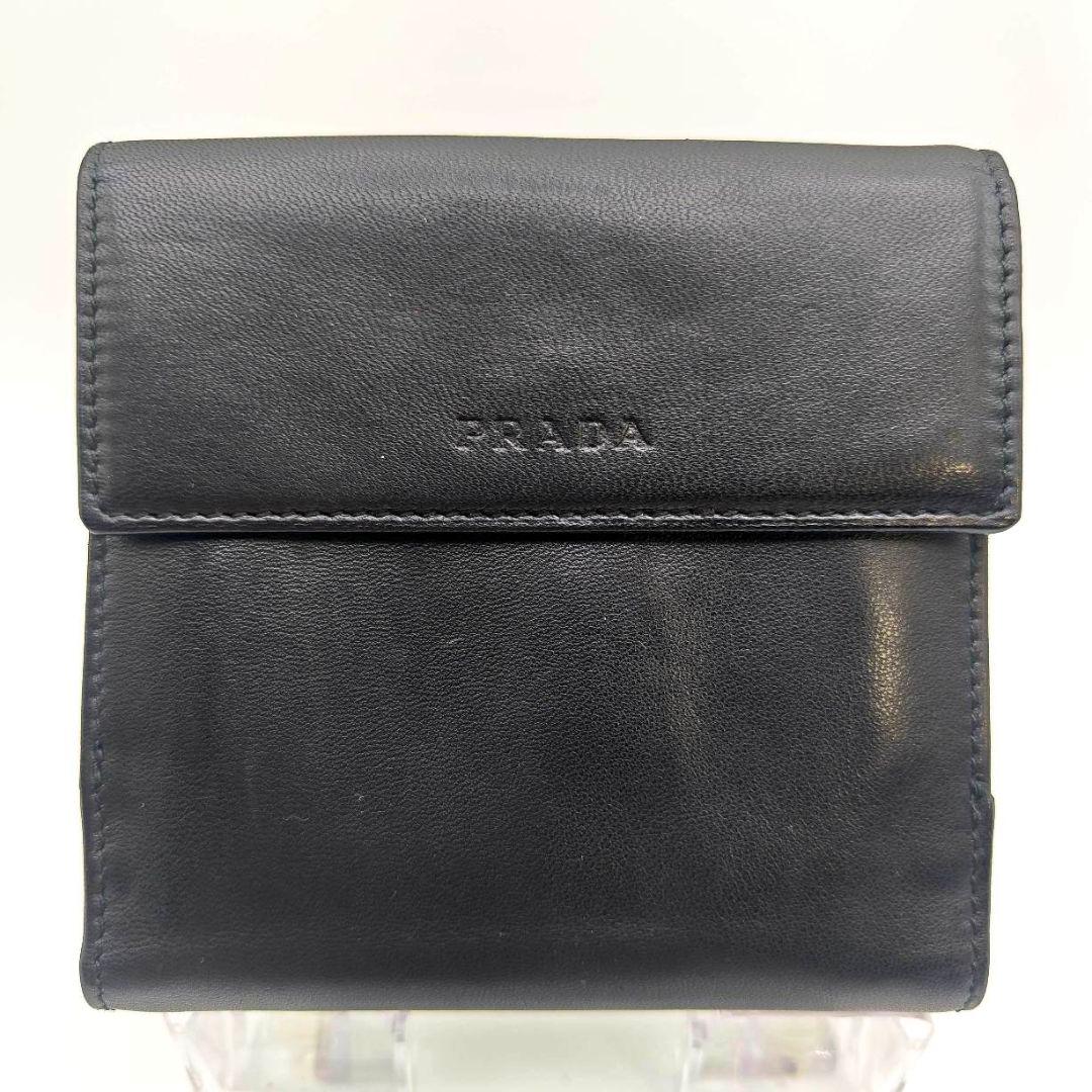 美品 プラダ ナッパレザー 二つ折り 財布PRADA コンパクト ウォレット