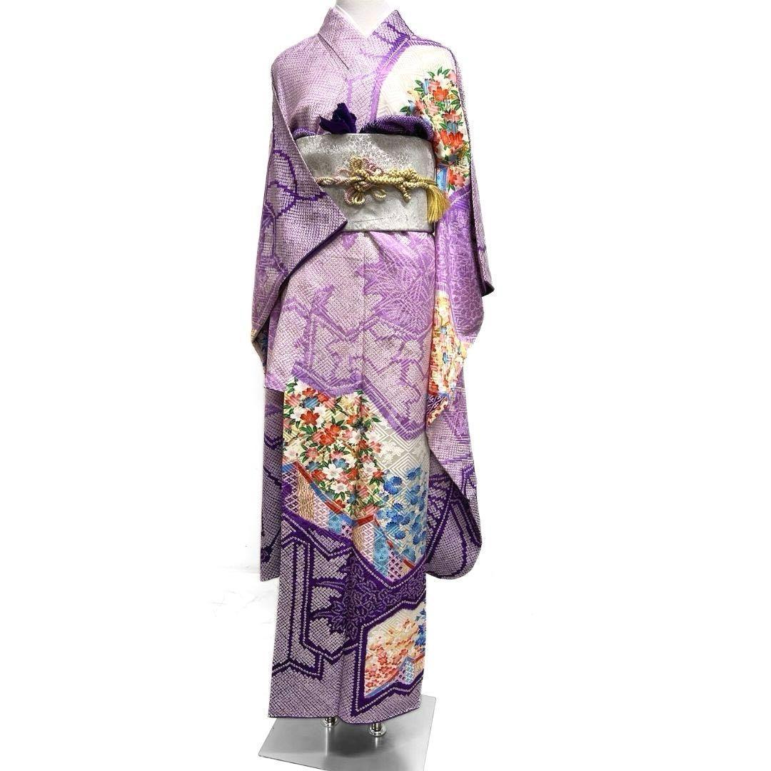 振袖　総絞り　桜花　菊花　楓　伝統和模様　成人式 晴れの日 着物 045a p
