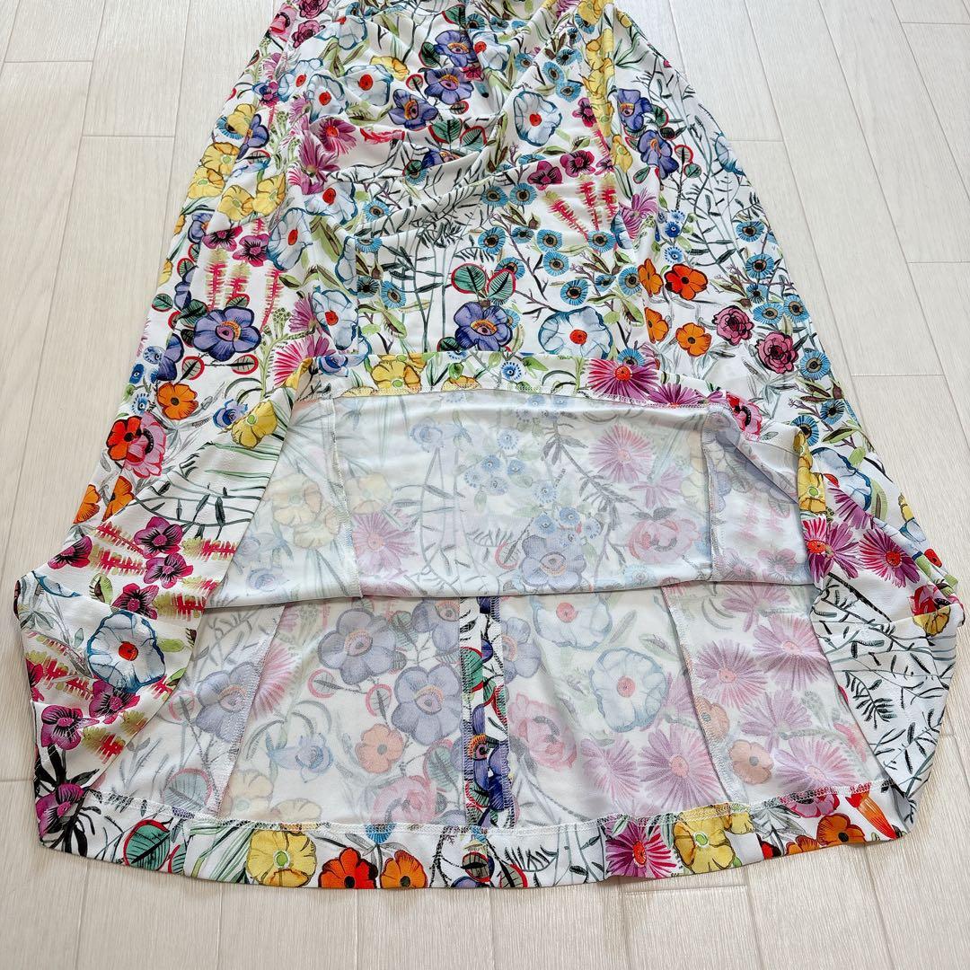 美品 kayme ケイミー 現行品 ストレッチジャージーギャザーワンピース 花柄