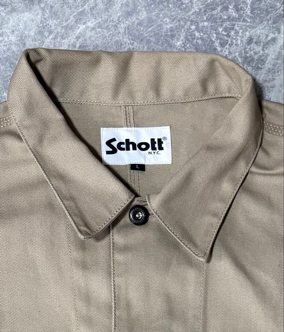 Schott TC ワークカバーオール ベージュ Lサイズ ツイルジャケット