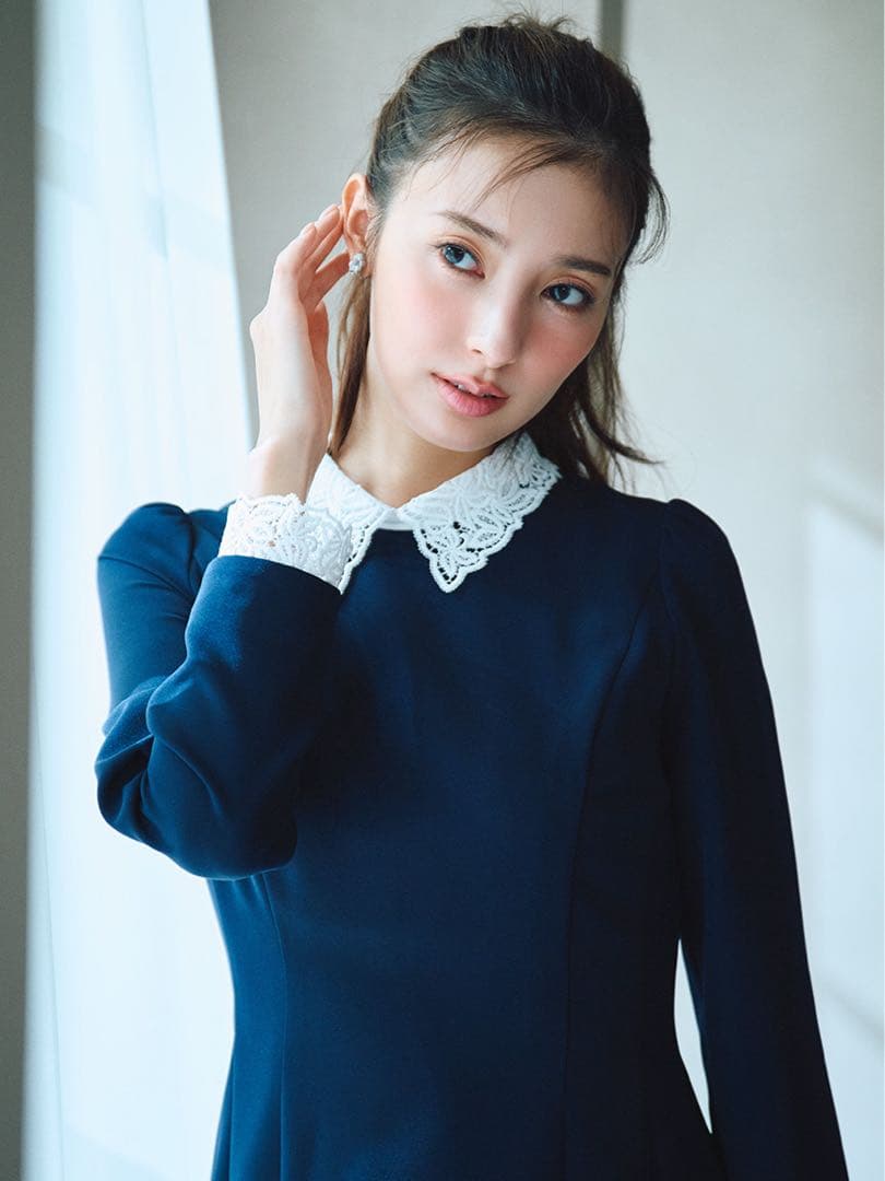 CELFORD 刺繍レース付きマーメイドワンピース DNVY 38 M 新品