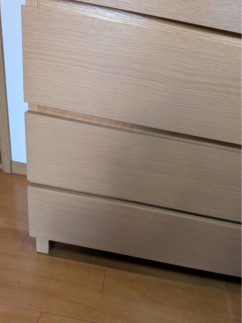 ■送料込■無印 木製チェスト 4段ワイド オーク 衣類収納 廃盤 タンス 棚