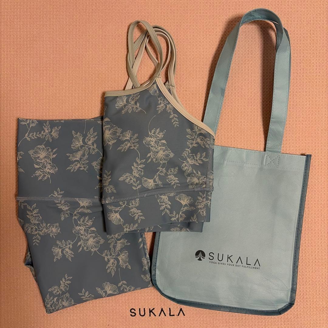 SUKALA 花柄ヨガウェアセット M水色