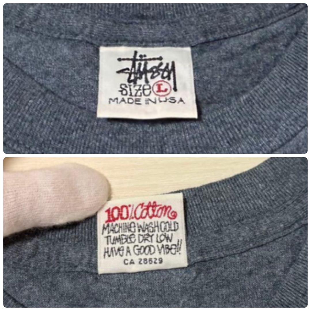 希少 STUSSY 白タグ 90s USA製 Tシャツ / グレー / Lサイズ