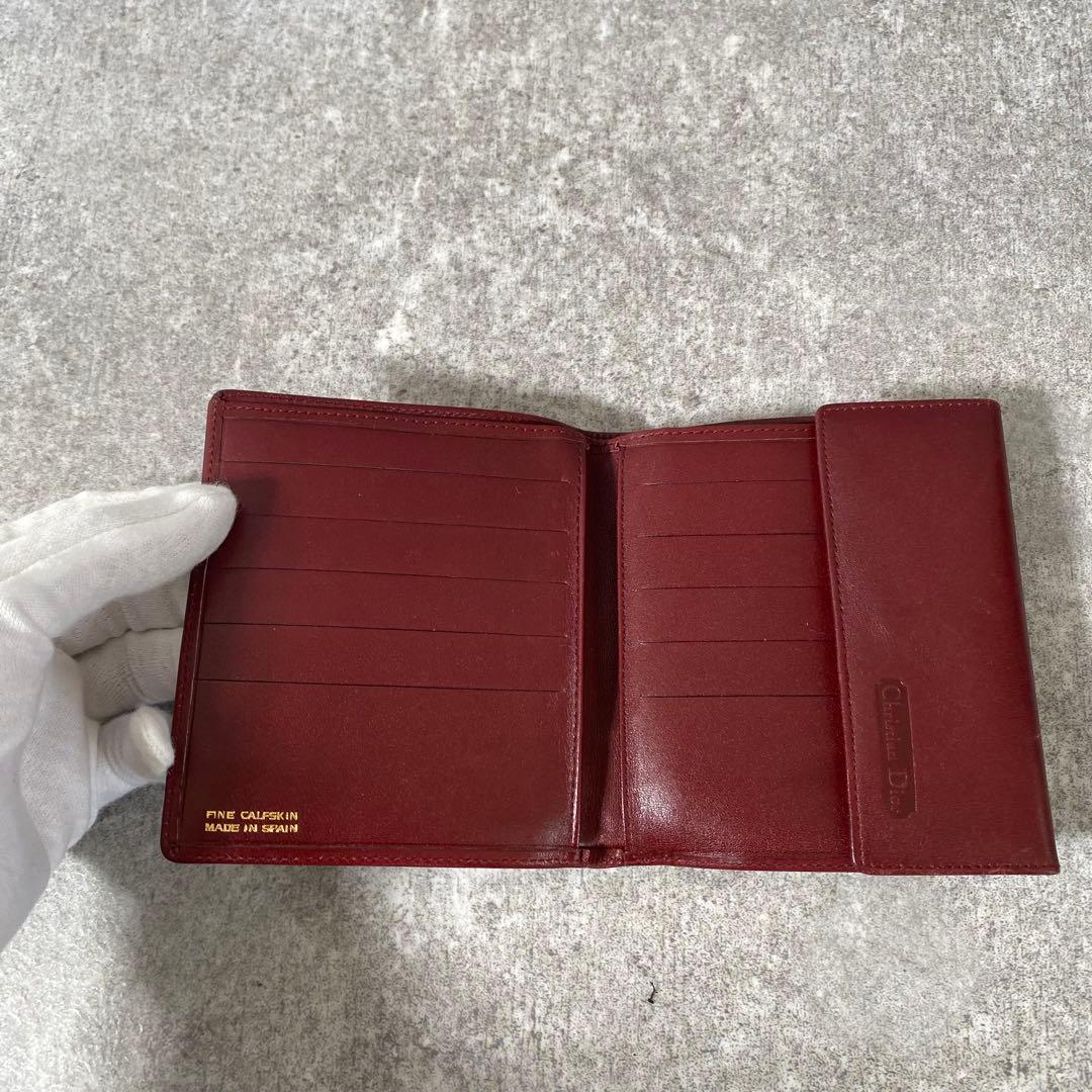 DIOR ディオール　折り財布　がま口　レザー　コンパクト　レッド　ヴィンテージ
