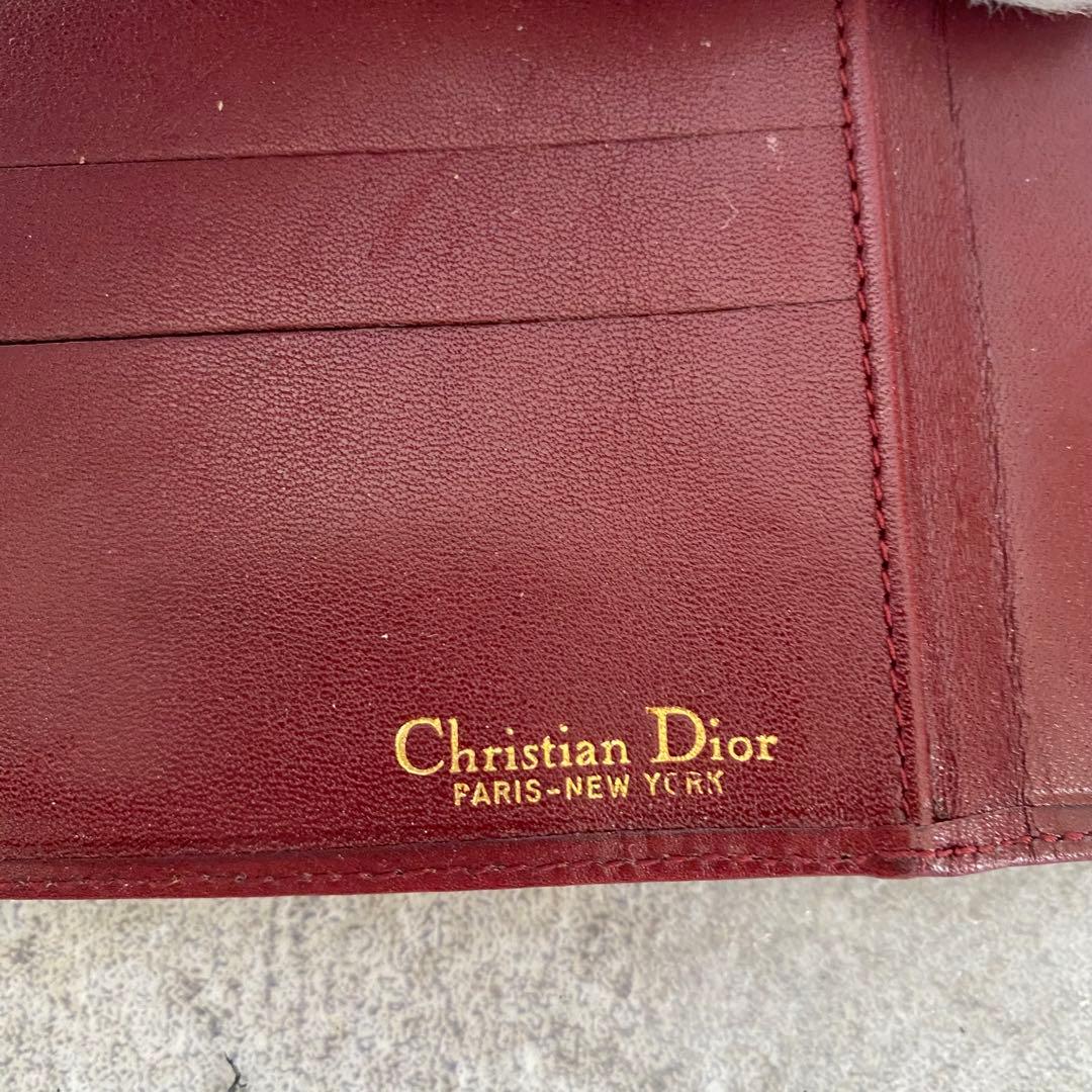 DIOR ディオール　折り財布　がま口　レザー　コンパクト　レッド　ヴィンテージ