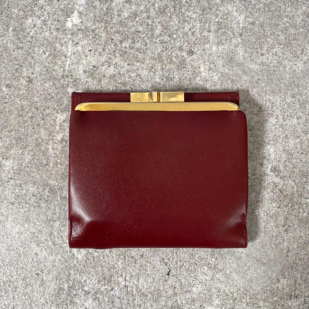DIOR ディオール　折り財布　がま口　レザー　コンパクト　レッド　ヴィンテージ