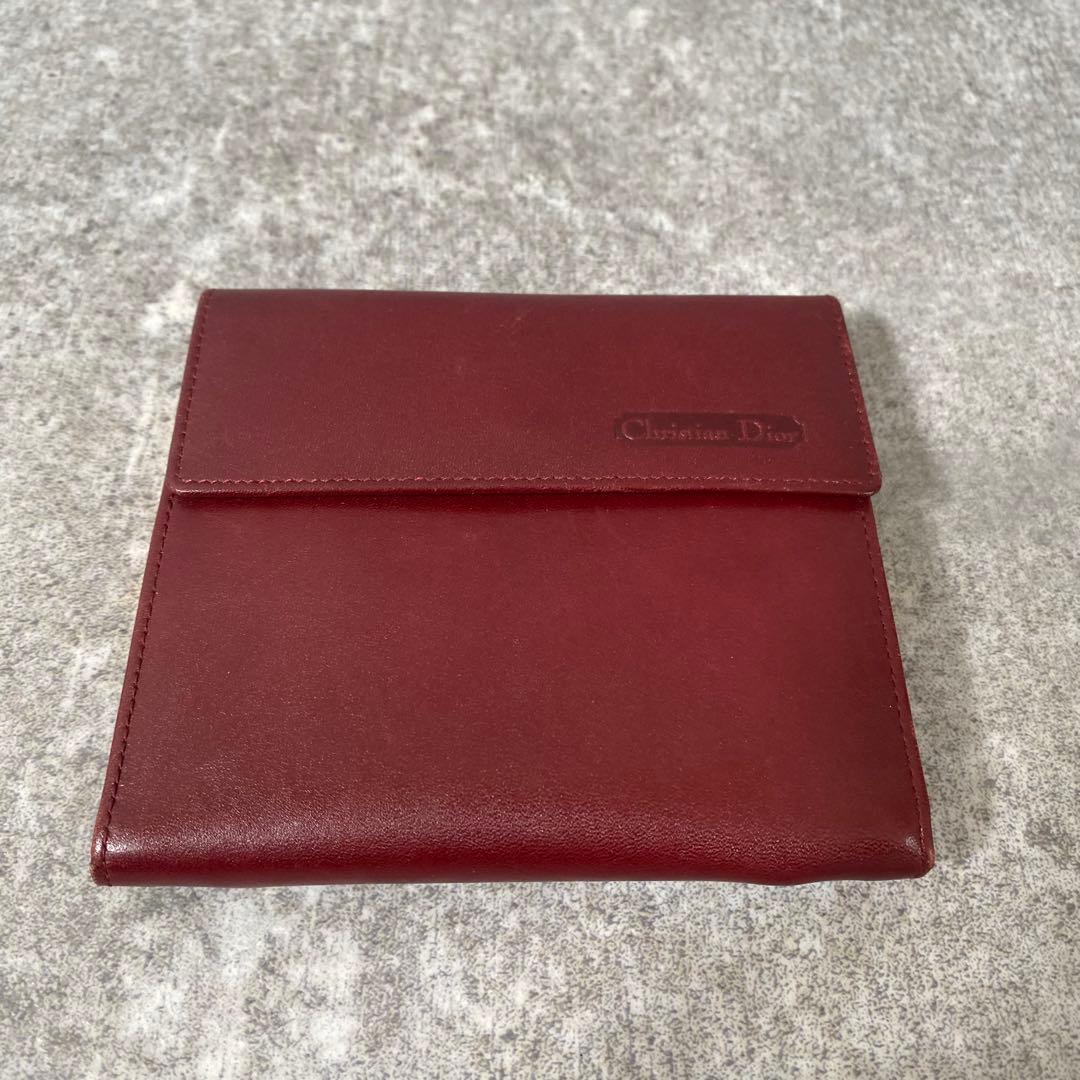 DIOR ディオール　折り財布　がま口　レザー　コンパクト　レッド　ヴィンテージ