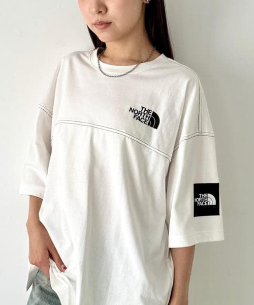 韓国　ノースフェイス　ダメージ　Tシャツ　白　M 新品　ウォッシュ加工　L 限定