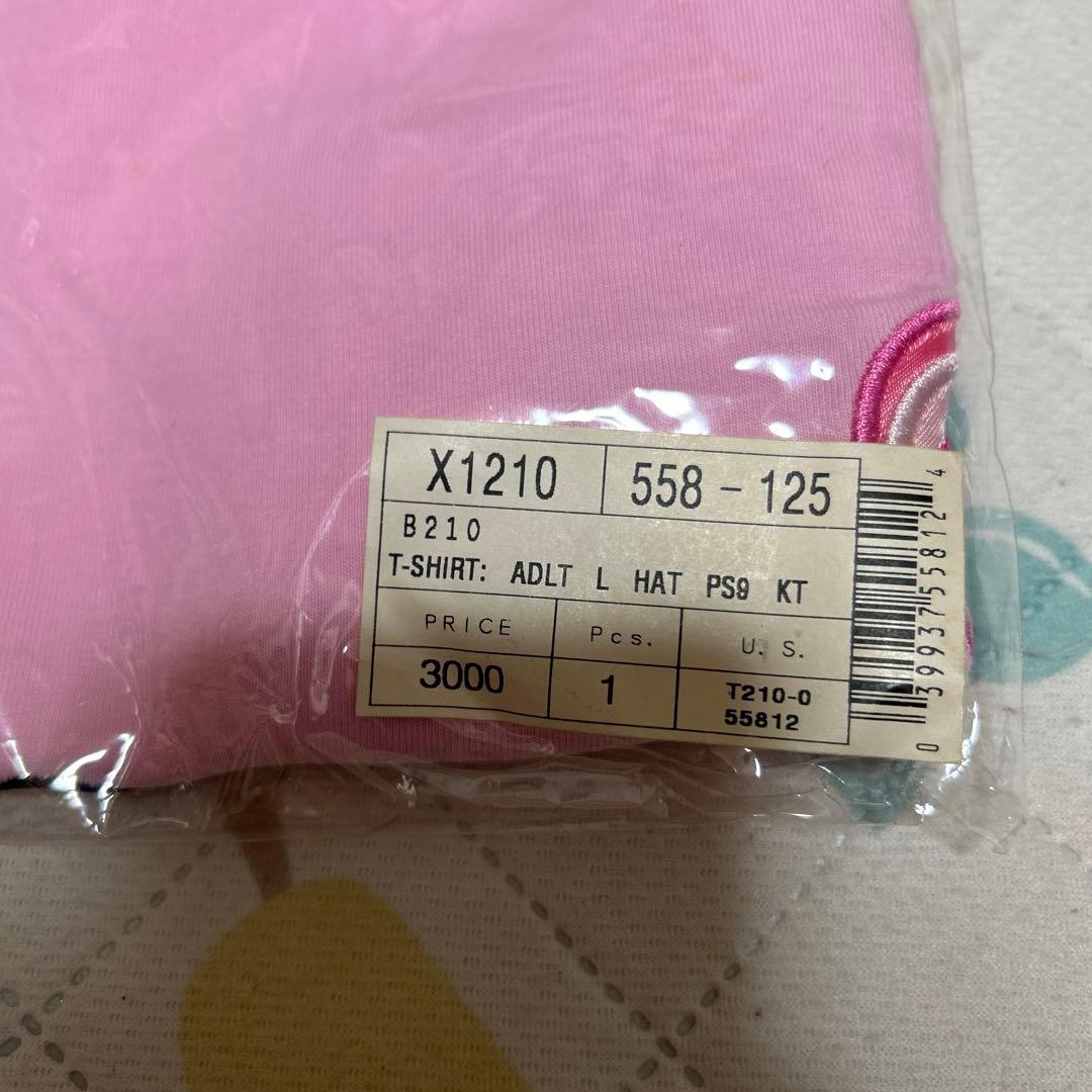 新品ハローキティ モモベリー　サンリオ　半袖TシャツLピンク刺繍ワッペン希少レア