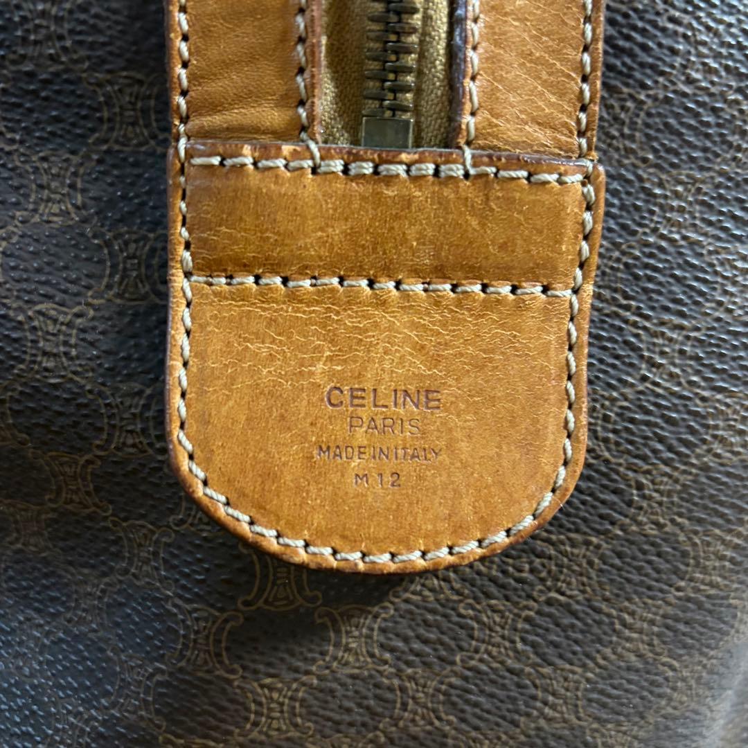 CELINE セリーヌ マカダム柄　ボストンバッグ 南京錠 レザー