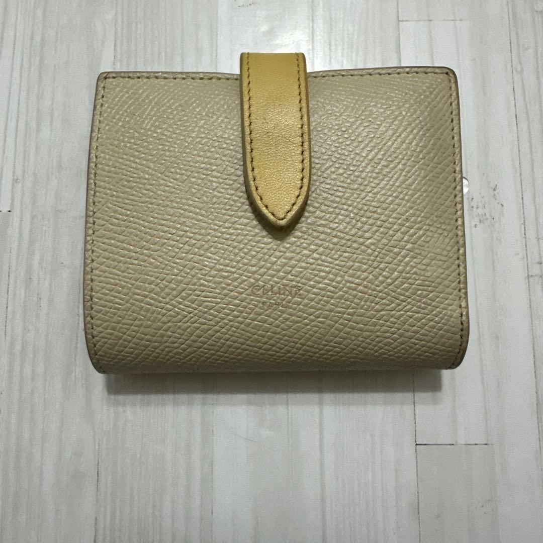 CELINE 二つ折り財布 ベージュ/イエロー　セリーヌ　財布　折り畳み財布