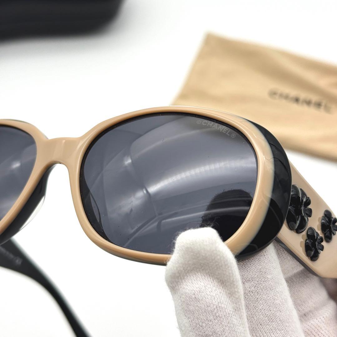 CHANEL サングラス カメリア 5113 ベージュ ブラック ココマーク