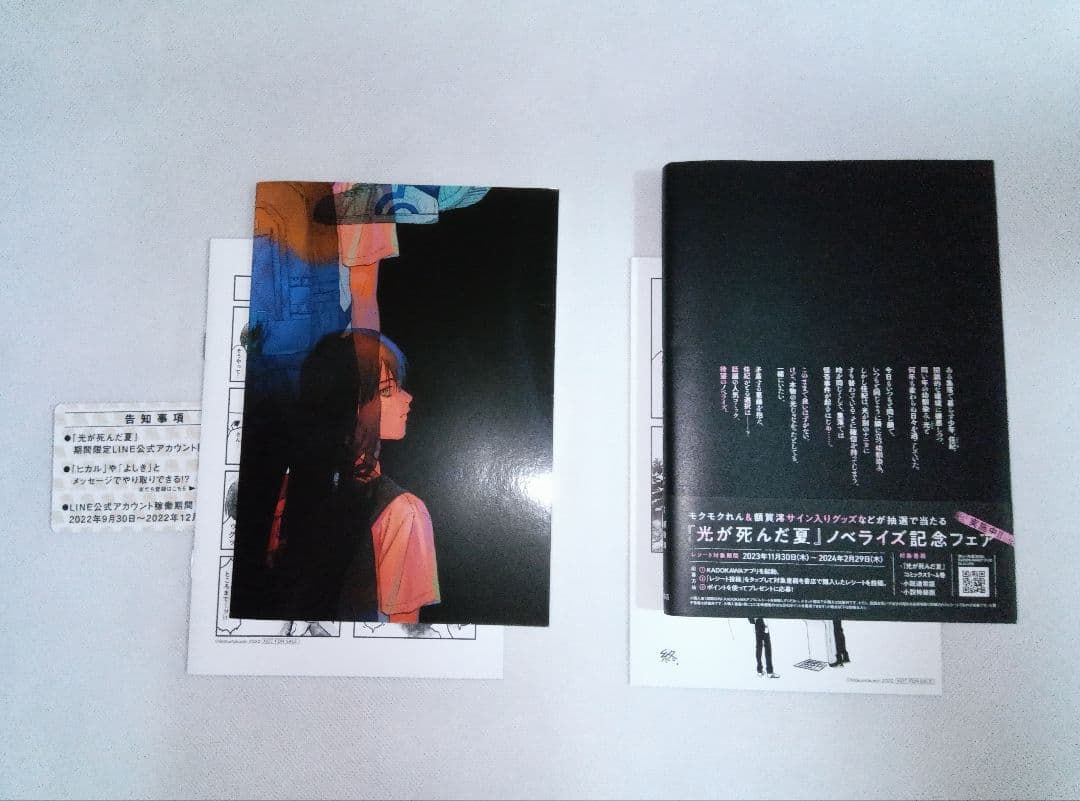 光が死んだ夏 小説　小冊子　ポストカード