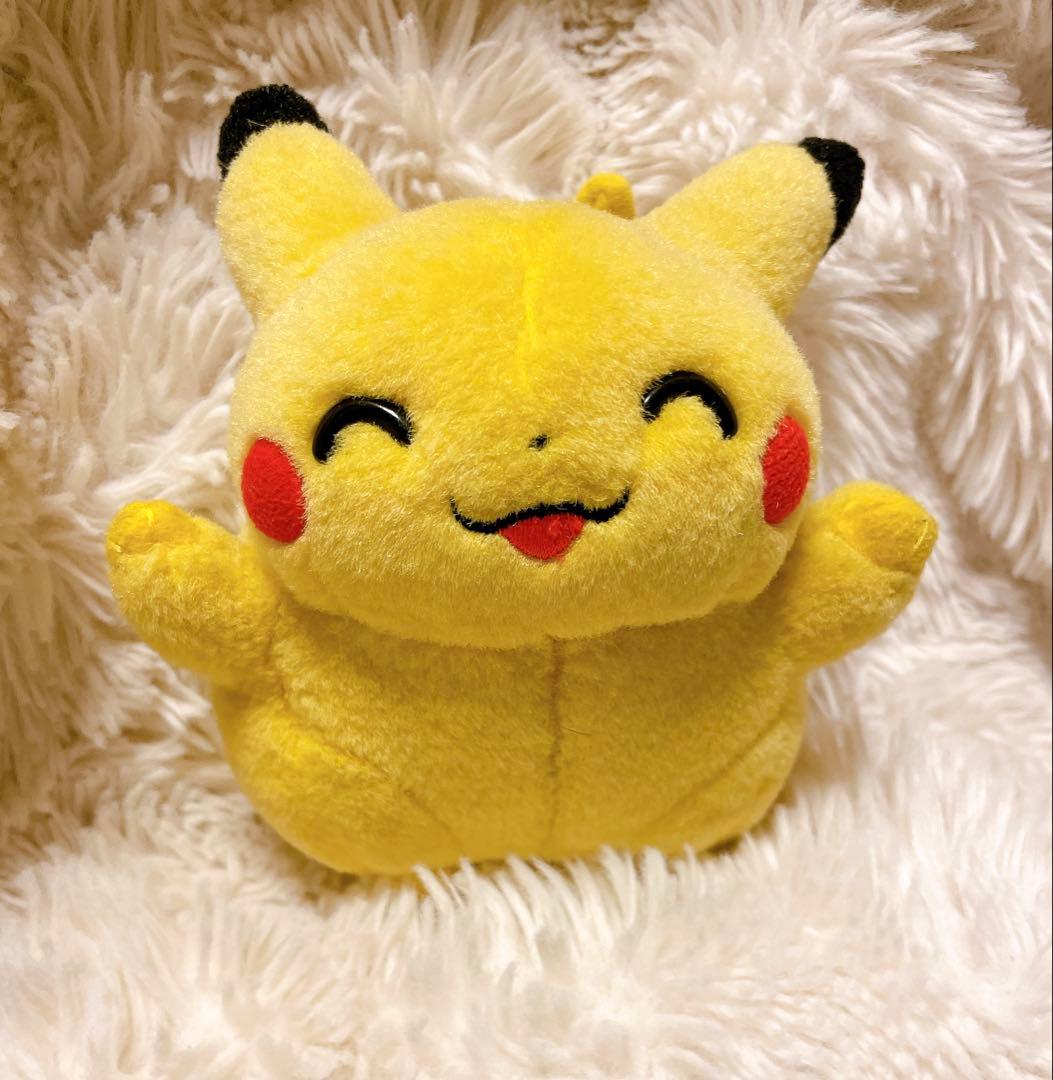 ポケモン ピカチュウ バンザイ　ぬいぐるみ にっこり 初期 TOMY ②