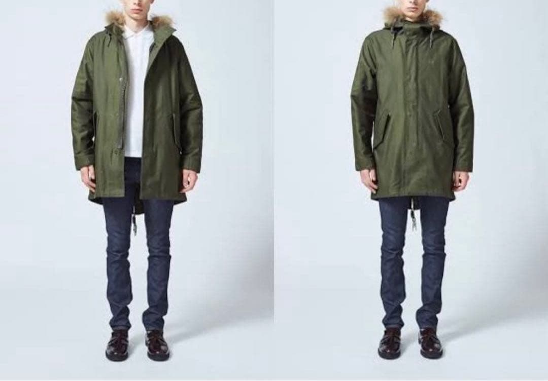 【美品】Fred Perry ファー付きモッズコート オリーブグリーン　カーキ