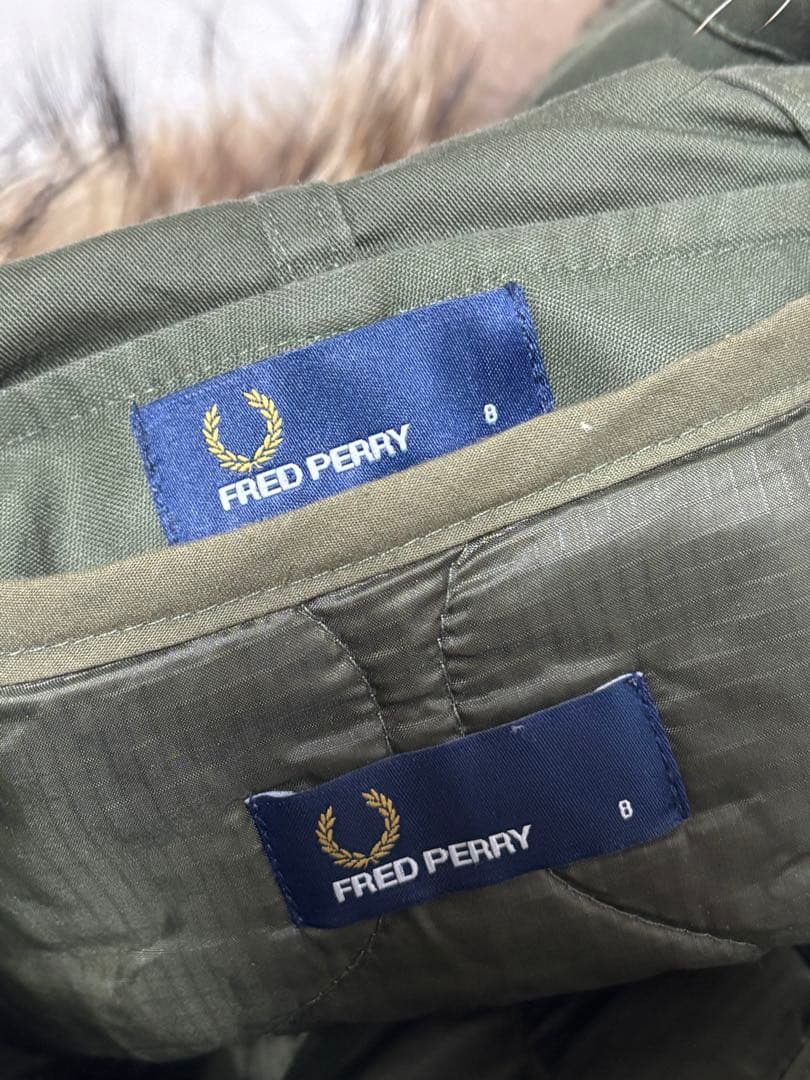 【美品】Fred Perry ファー付きモッズコート オリーブグリーン　カーキ