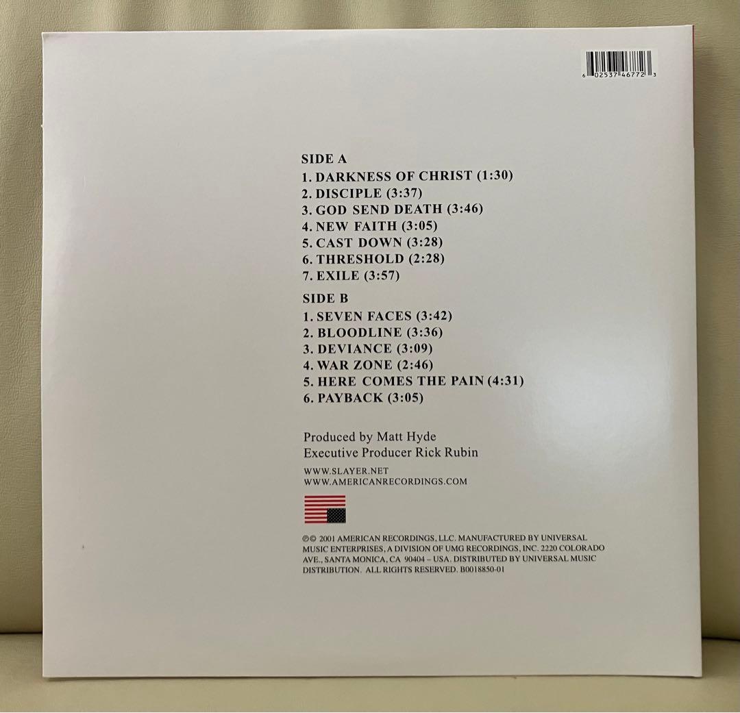 【美品】SLAYER - GOD HATES US ALL アナログLPレコード
