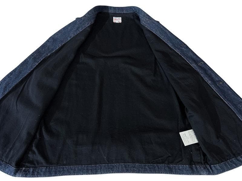 美品 20AW 桃太郎ジーンズ インディゴ ピケ ショールカラー ベスト 40