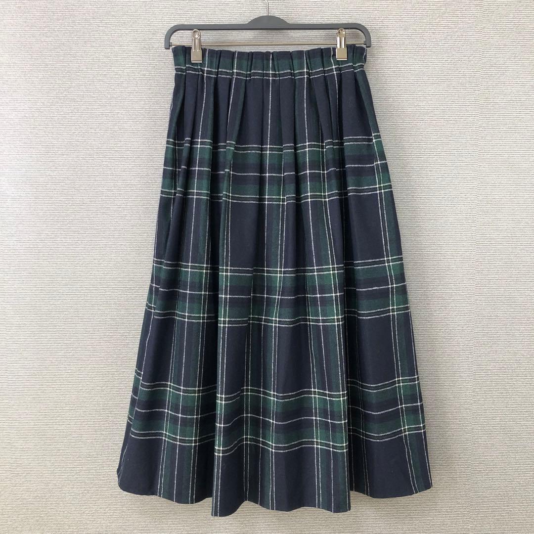 O’NEIL of DUBLIN ウールブレンド タック チェックロングスカート