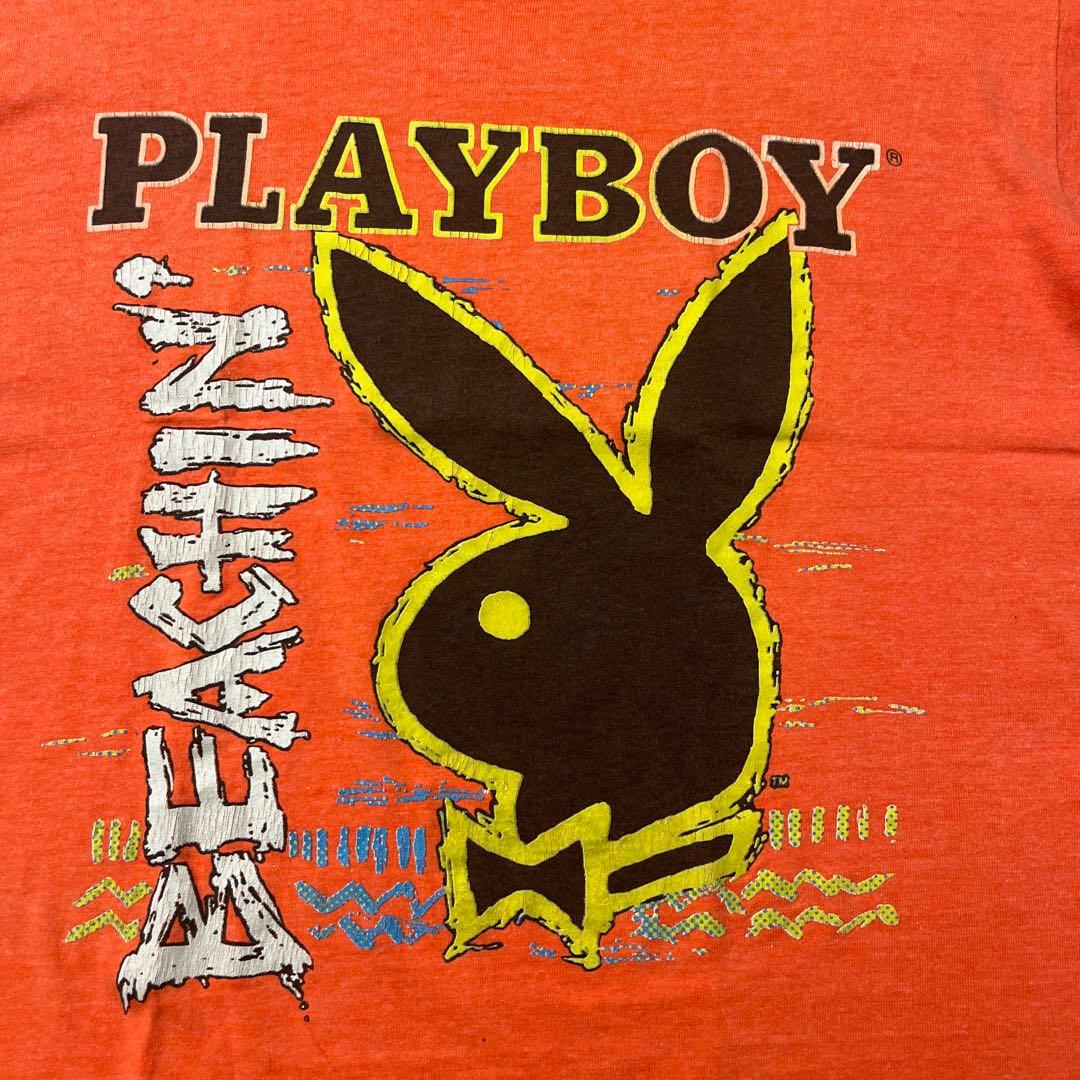 80s PLAY BOY プレイボーイ USA製 カラーフロッキー Tシャツ
