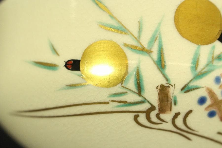 清水焼 色絵 螢流水紋 平茶碗(BB502)