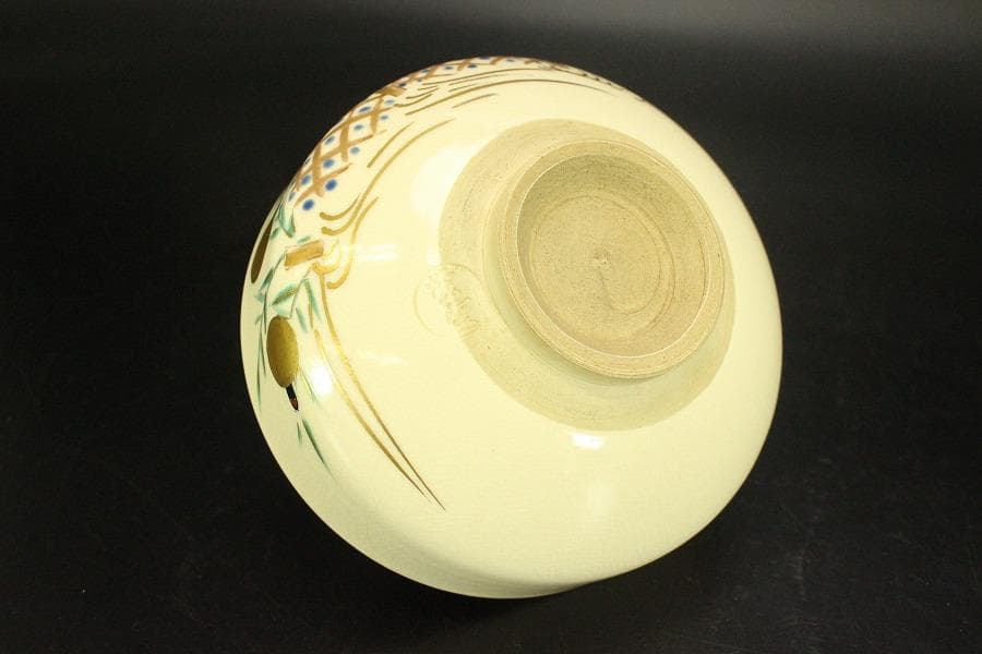 清水焼 色絵 螢流水紋 平茶碗(BB502)