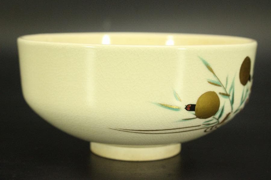 清水焼 色絵 螢流水紋 平茶碗(BB502)