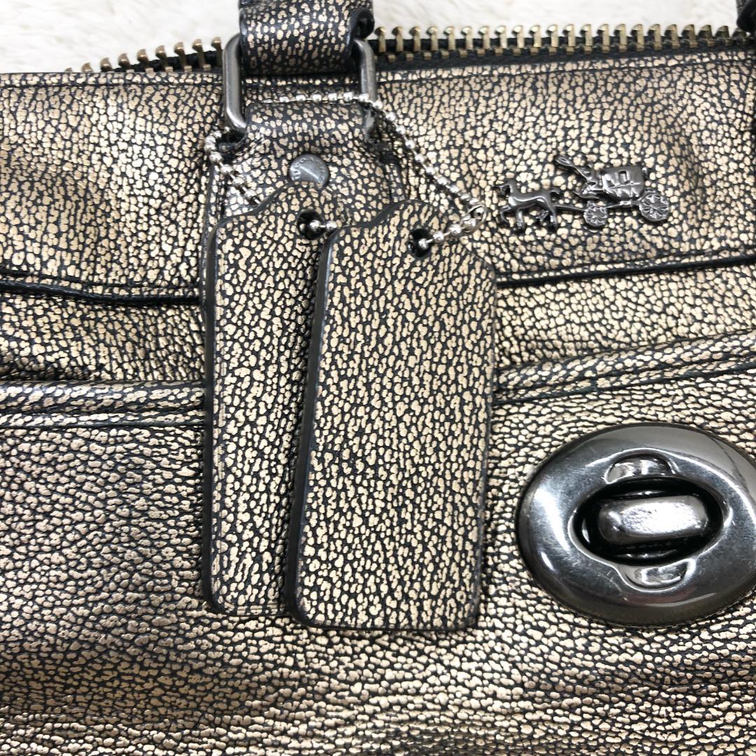 コーチ COACH ゴールドレザー 2wayミニボストンバッグ 肩がけ斜め掛け