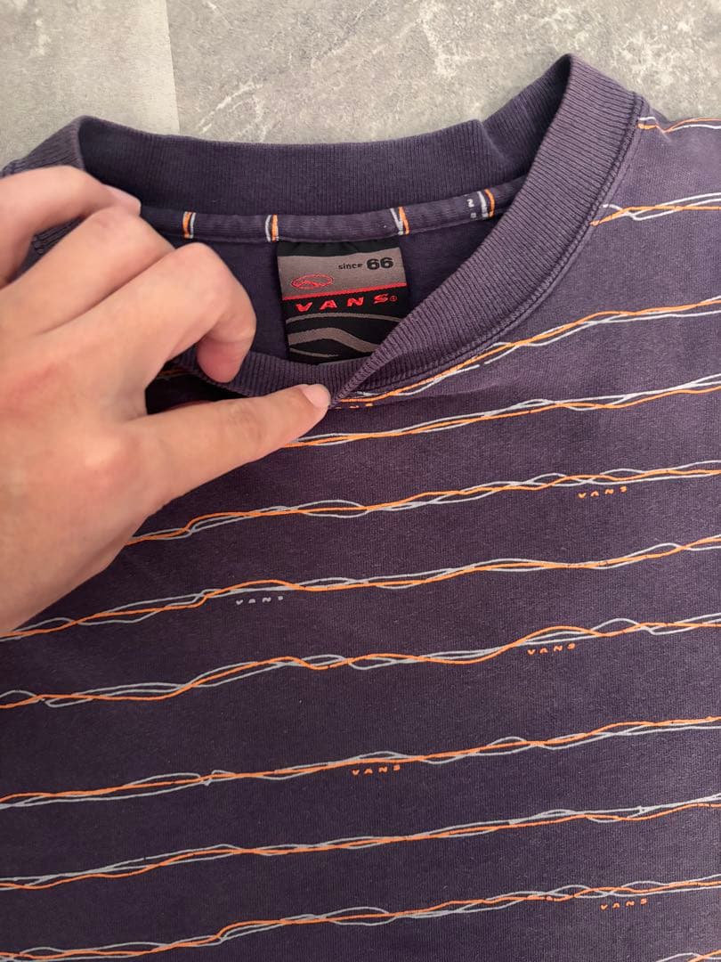 90s 00s old vans ボーダーTシャツ フェード 旧ロゴ
